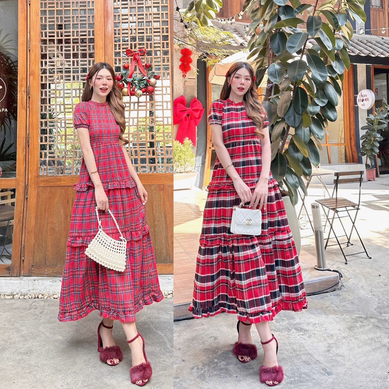 kudapy เดรสยาวสีแดง น่ารักมากรุ่นปังแบบสับหวานละมุน งานแบบสวยจึ้ง ทรงสวยน่ารัก เอวเข้ารูป