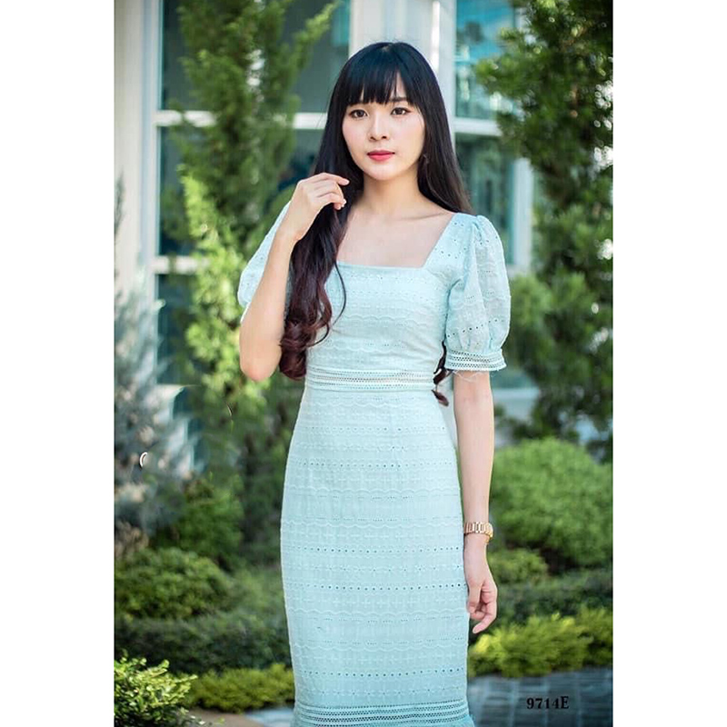 kudapy เดรสยาวสีสีเขียว/สีขาว/สีครีม/สีดำ สุดเจ้าหญิง ตั้งแต่เคยมีมา งานฉลุลูกไม้ลายสวย มากคะ ดีเทลลูกไม้ตัดต่อลายได้เป๊ะมาก