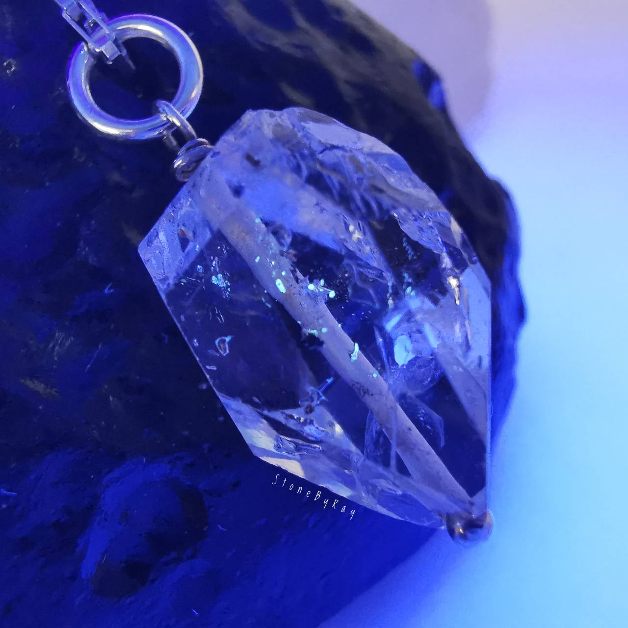 สร้อยคอเงินจี้หินเฮอร์คิเมอร์ไดม่อน Golden Enhydro Herkimer Diamond