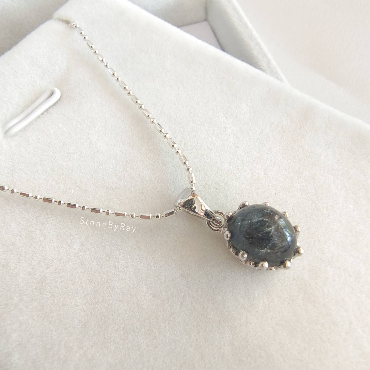 สร้อยคอเงินจี้หินไหมดำ Black Tourmaline Quartz