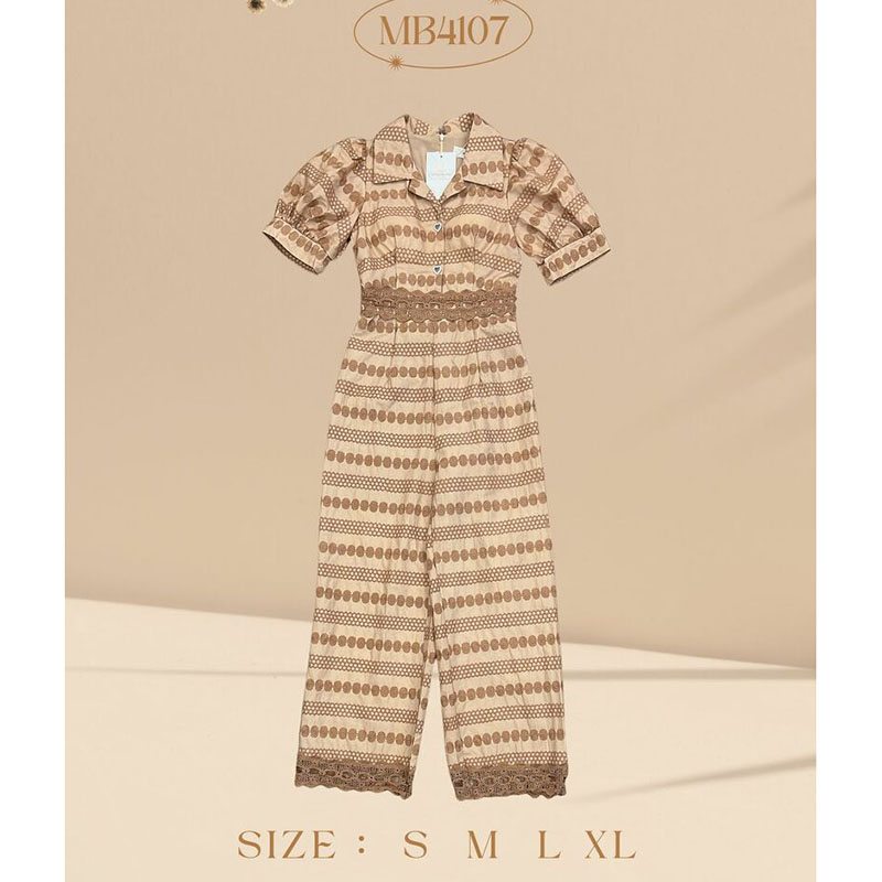 kudapy จั้มสูทถักลายสีดำ/สีน้ำตาลขายาว ทรงสวยงานคอปก ใส่ได้ใน Everyday look ไปทำงาน ไปคาเฟ่ งานซิปหลัง ใส่ง่าย