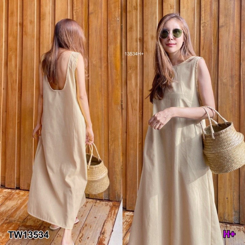 kudapy Maxi Dress เดรสยาวสีส้ม/สีครีม/สีเหลือง/สีเหลือง/สีดำ/สีขาว เว้าหลัง แขนกุด มีกระเป๋าข้างสองข้าง เนื้อผ้าลินินเนื้อดี เรียบหรูดูดีสุดๆ
