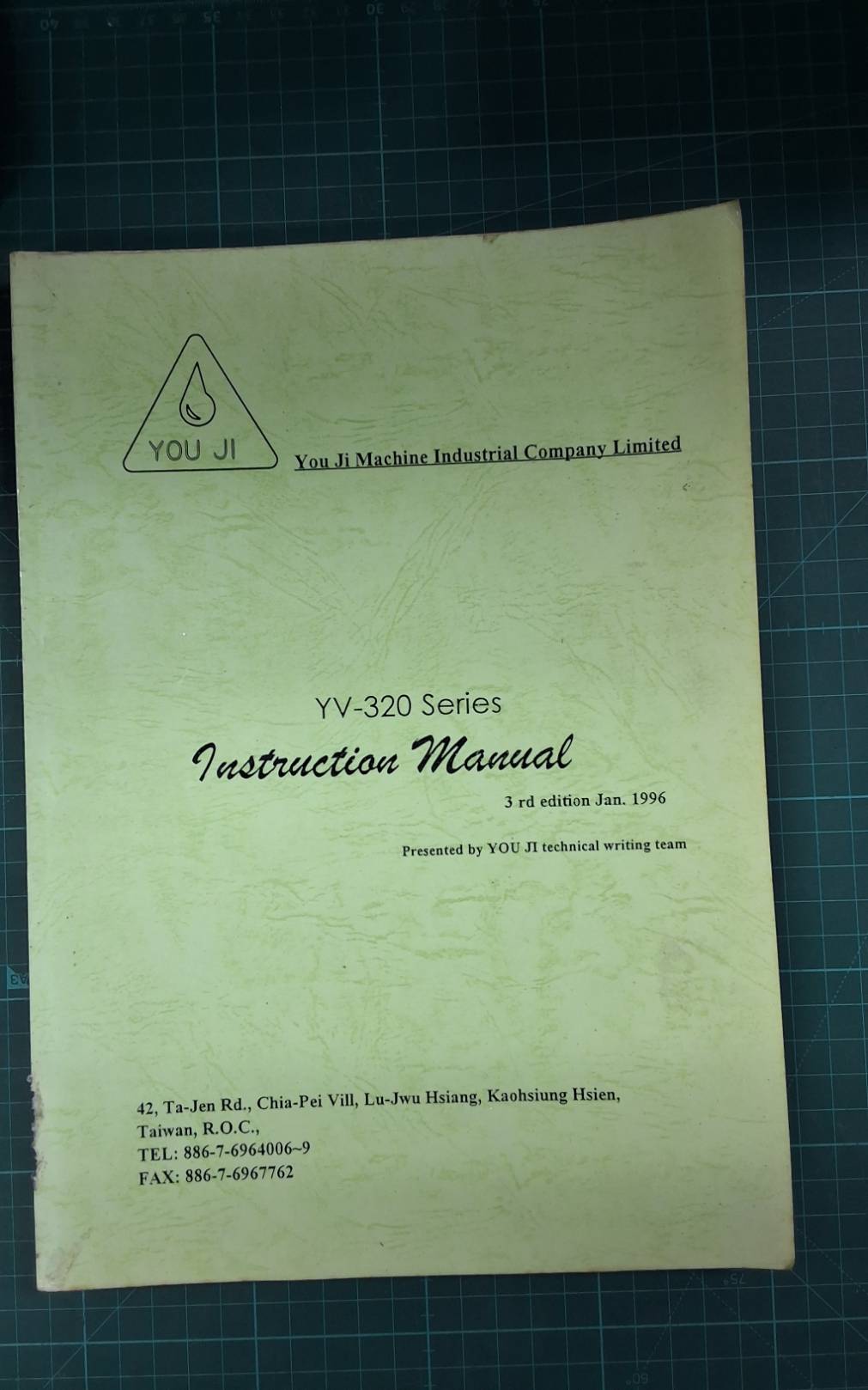 YOU JI YV-320 INSTRUCTION MANUAL WIRING DIAGRAM