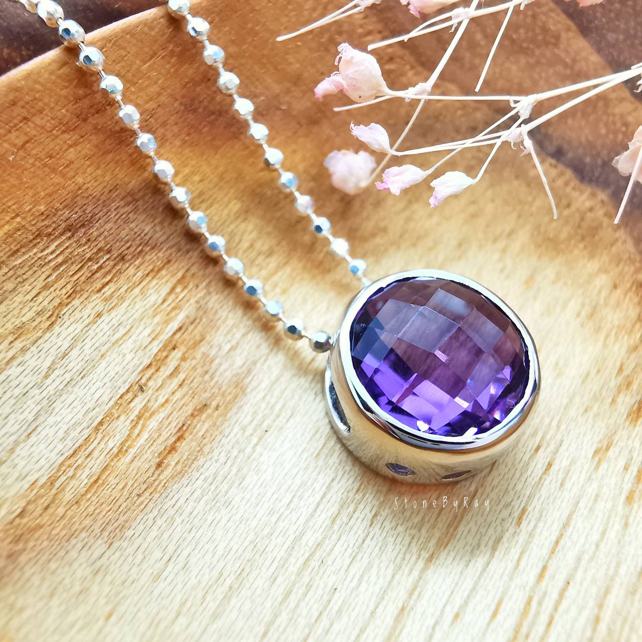 สร้อยคอเงินจี้พลอยอเมทิสต์(Amethyst)