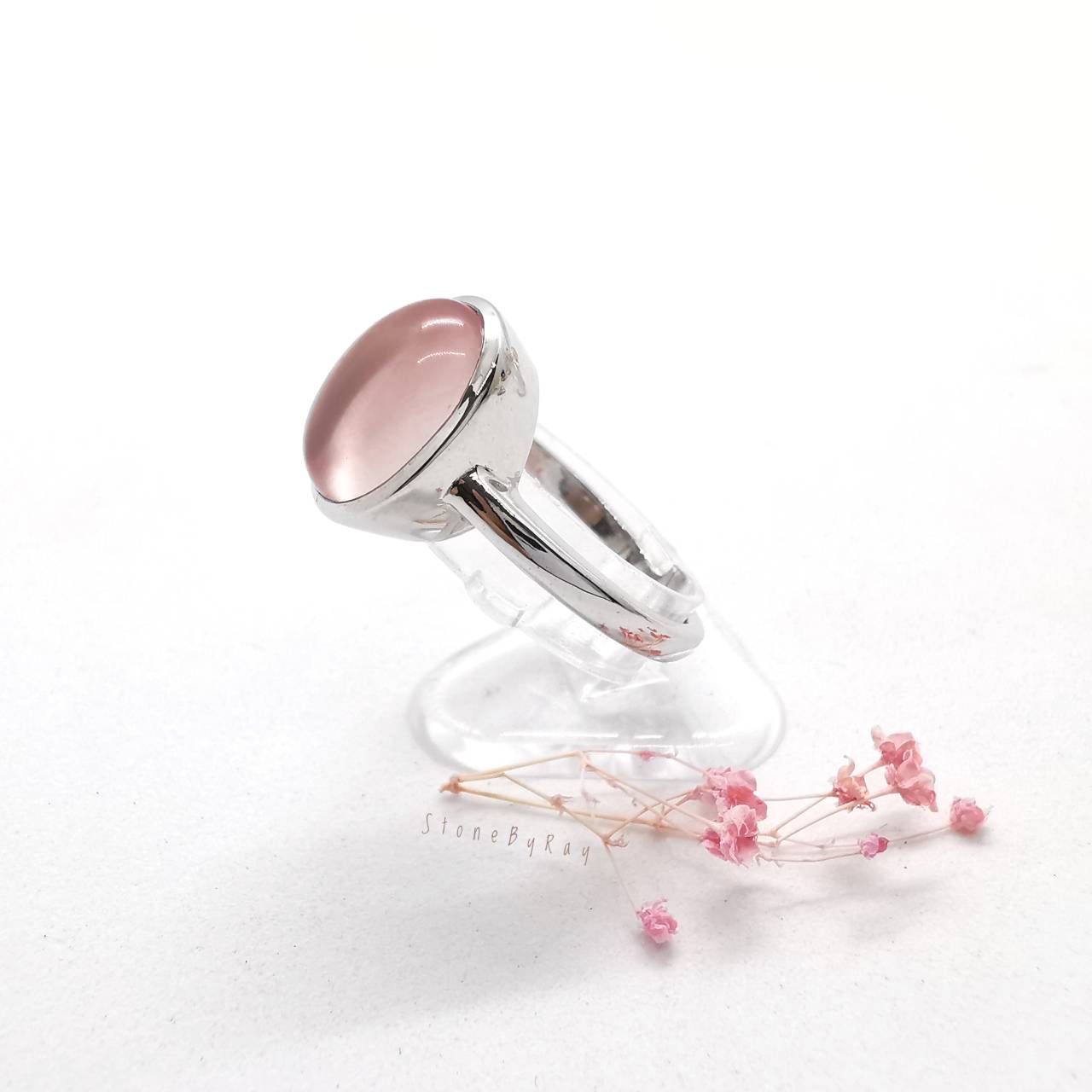 แหวนเงินหินโรสควอตซ์ Rose Quartz