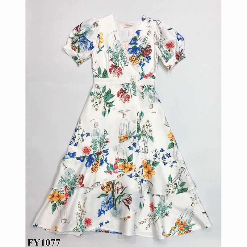 kudapy เดรสยาวสีชมพู/สีขาว ป้ายหน้าหางปลาสวยดูดีใส่สบายมากๆ