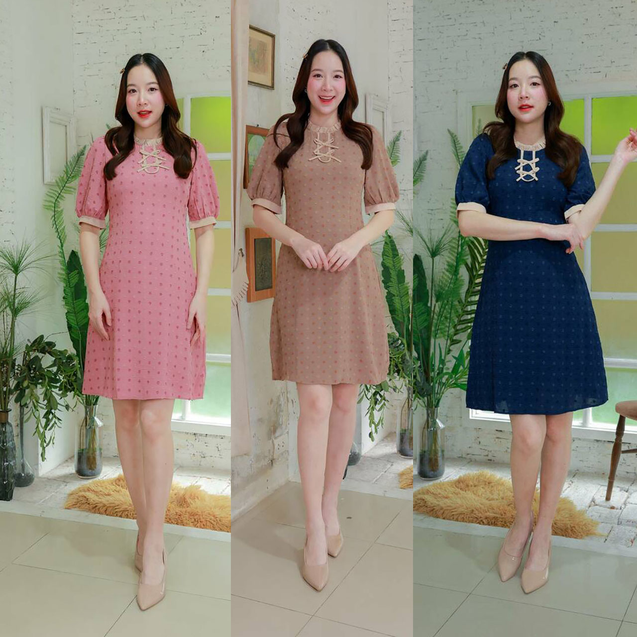 kudapy เดรสสั้น ทรงเอคอกลมแต่งโบว์ผูก ใส่ออกงานสวยดูดี