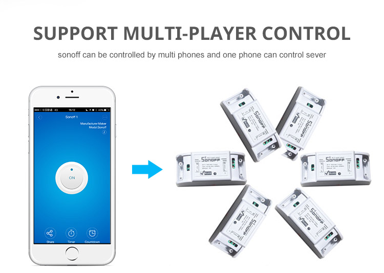 SONOFF WiFi สวิตซ์ควบคุมเปิดปิดไร้สายผ่าน Wi-Fi (iOS & Android)