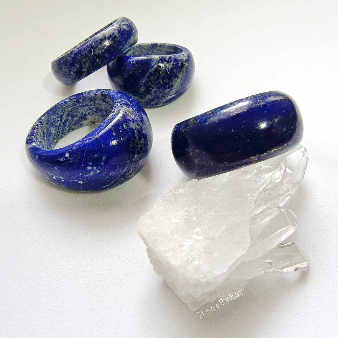 แหวนหินลาพิสลาซูลีเจียรแบบแหวนเกลี้ยงsize60 Lapis Lazuli