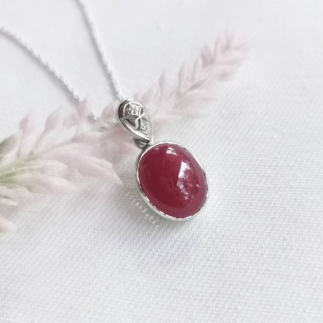 สร้อยคอเงินจี้พลอยทับทิม