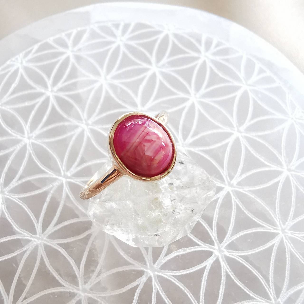 แหวนเงินชุบพิ้งโกลด์พลอยทับทิม Ruby