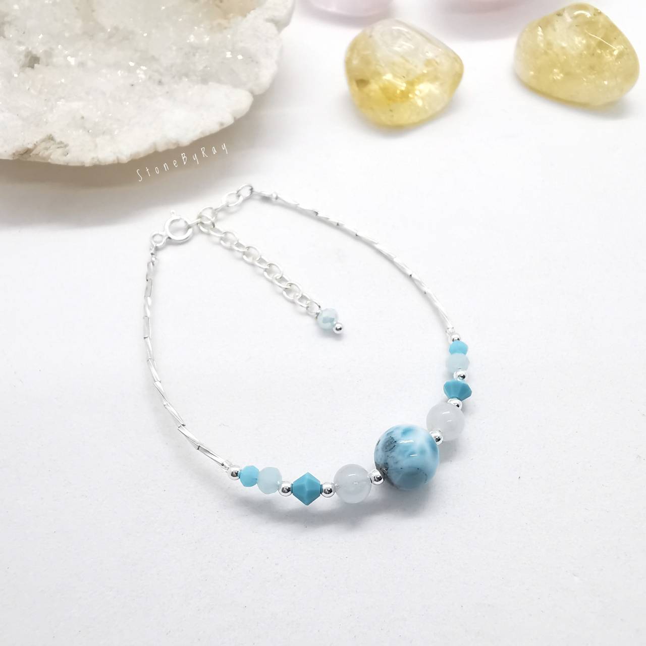 สร้อยข้อมือเงินหินลาริมาร์ Larimar