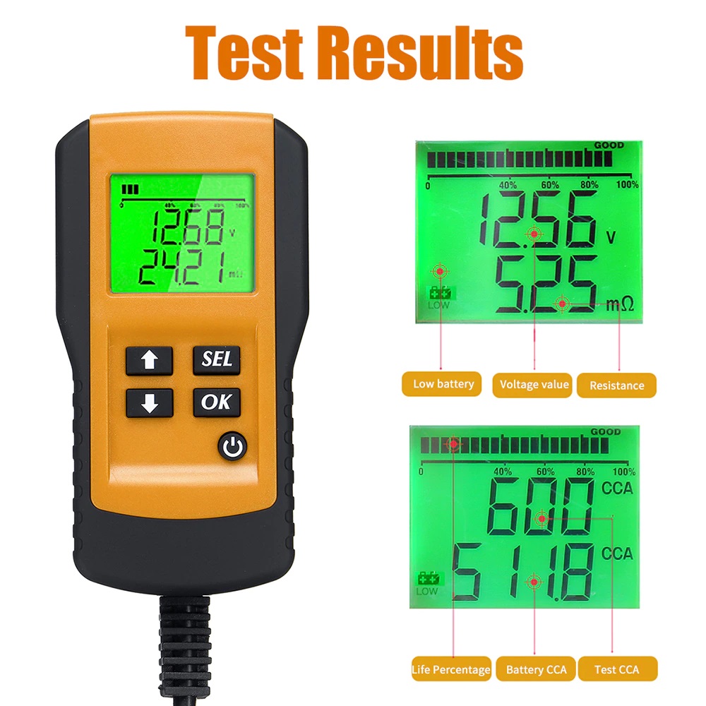 เครื่องทดสอบแบตเตอรี่รถยนต์แบบดิจิตอล 12V (Digital 12V Car Battery Automotive Battery Capacity Tester Tools)
