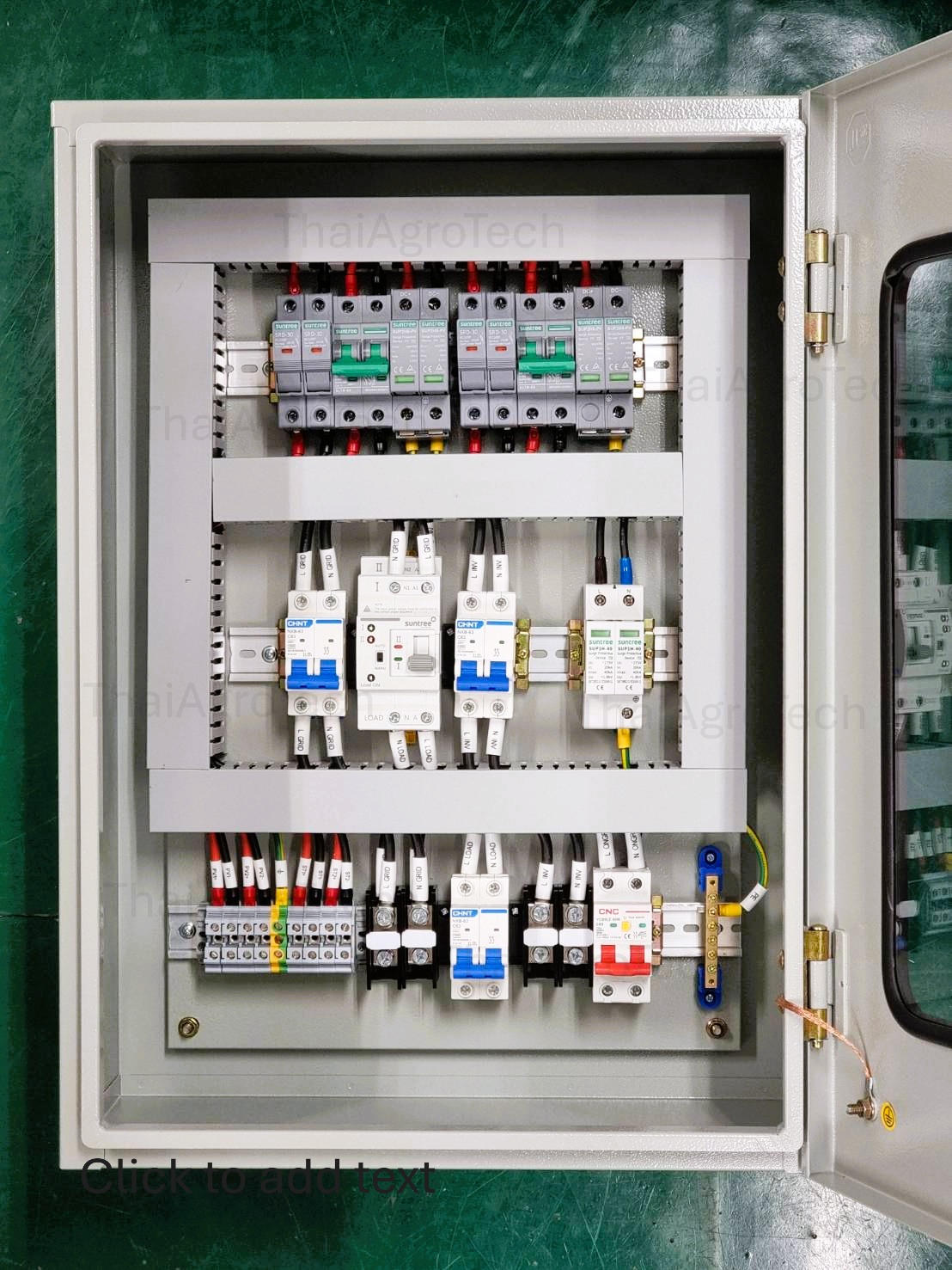 ตู้คอมบายเนอร์แบบไฮบริดออนออฟกริด 2 สตริง Hybrid On/Off-grid AC Combiner Box 2 string พร้อม สวิตซ์สลับแหล่งจ่ายไฟ อัตโนมัติ(สลับเร็ว) ระบบไฟฟ้าสำรอง SQ8T-63/2P ATS 2P 63A DIN Dual Power Conversion Switch Suntree