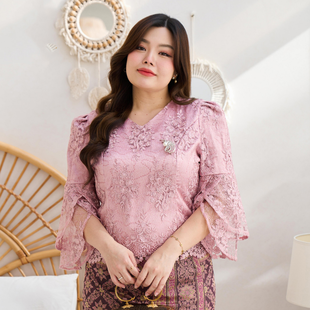 kudapy ชุดเซ็ทออกงาน สีชมพูกะปิ +ผ้าถุงทอลายแพรวากาฬสินธุ์