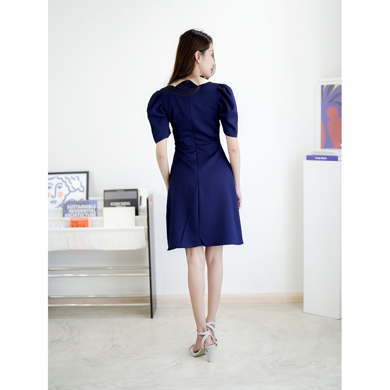 kudapy ดรสสั้นสีดำ/สีแดง/สีกรม ทรงสูทคอปกใส่สบายสวยดูดี