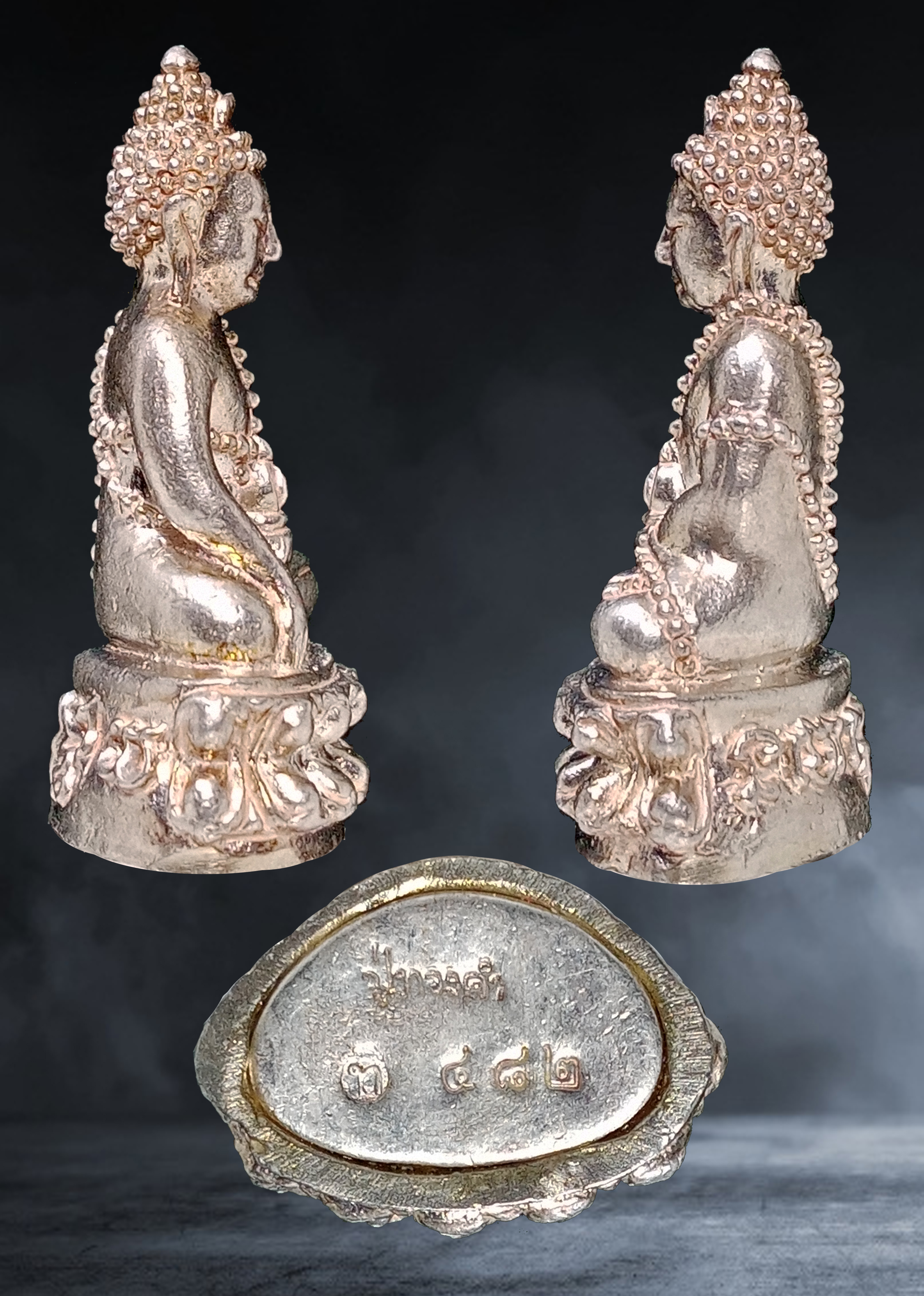 พระกริ่งไตรมาส รวยทันตา หลวงปู่ทองคำ สุวโจ อาศรมสุวโจ จ.สุรินทร์ เนื้อเงินก้นเงิน ปี ๒๕๖๑