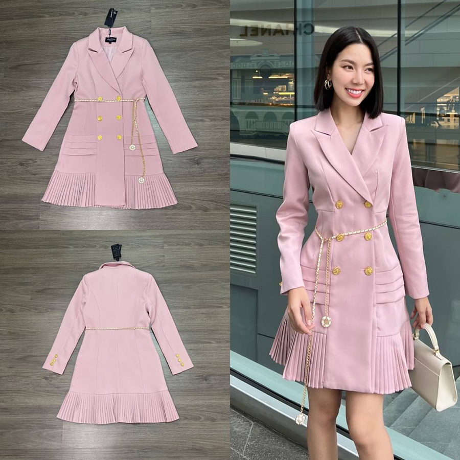 kudapy เดรสสูทกระดุมทองคอปก แขนยาว สีแดง สีชมพู สีดำ สีขาว งานสวยเรียบหรู เพิ่มความน่ารักด้วยเข็มขัด งานหนาอยู่ทรง รับประกันงานสวยจริงค่ะ