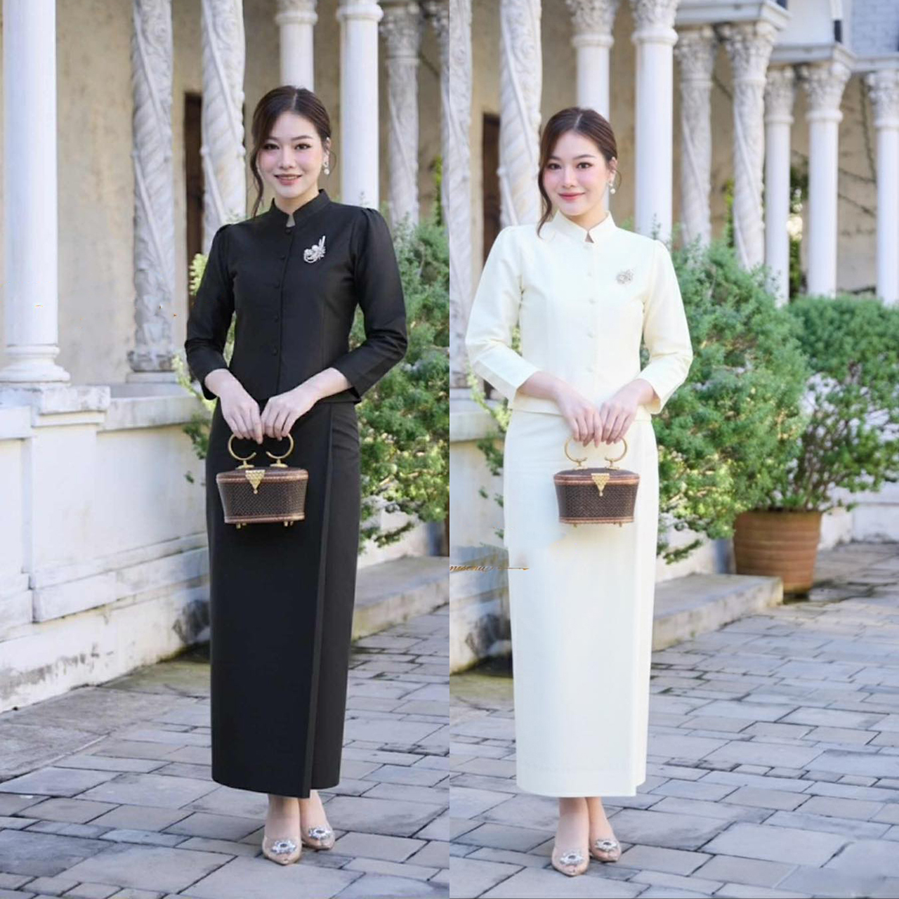 kudapy ชุดไทยเรือนต้นผ้าไหมจิตรลดา เด่นด้วยทรงคอตั้ง แขนกระบอก สง่างามในแบบฉบับสตรีไทย