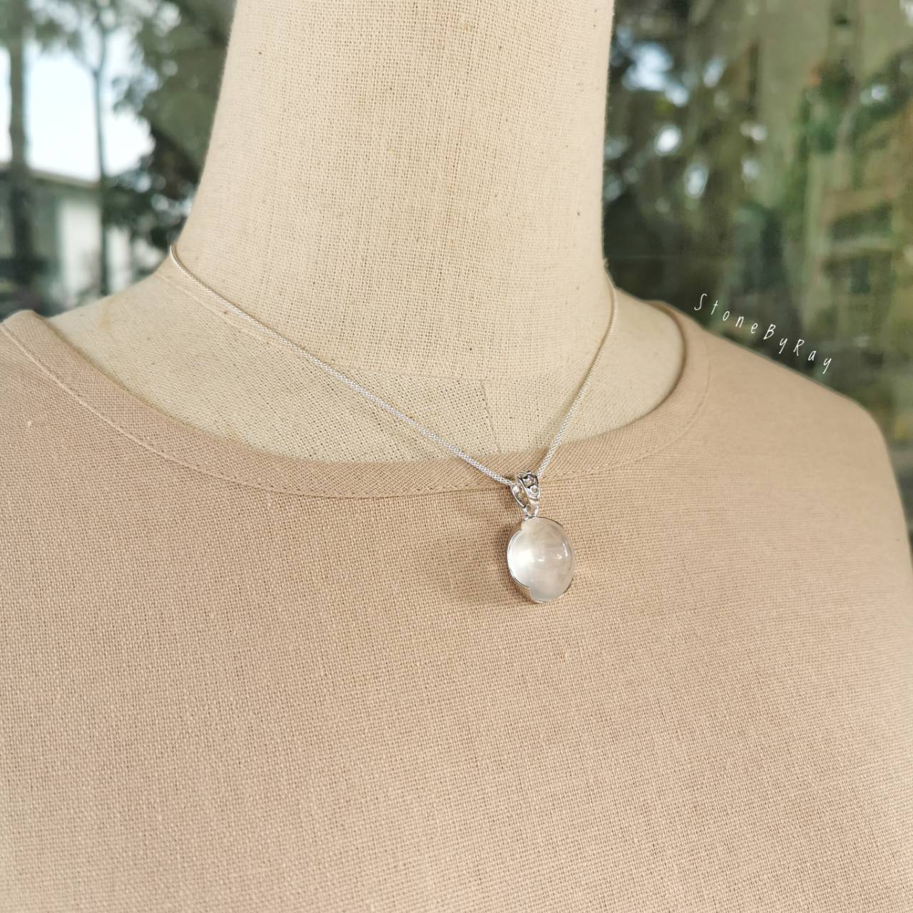 สร้อยคอเงินจี้หินมิลกี้ควอตซ์ Milky Quartz