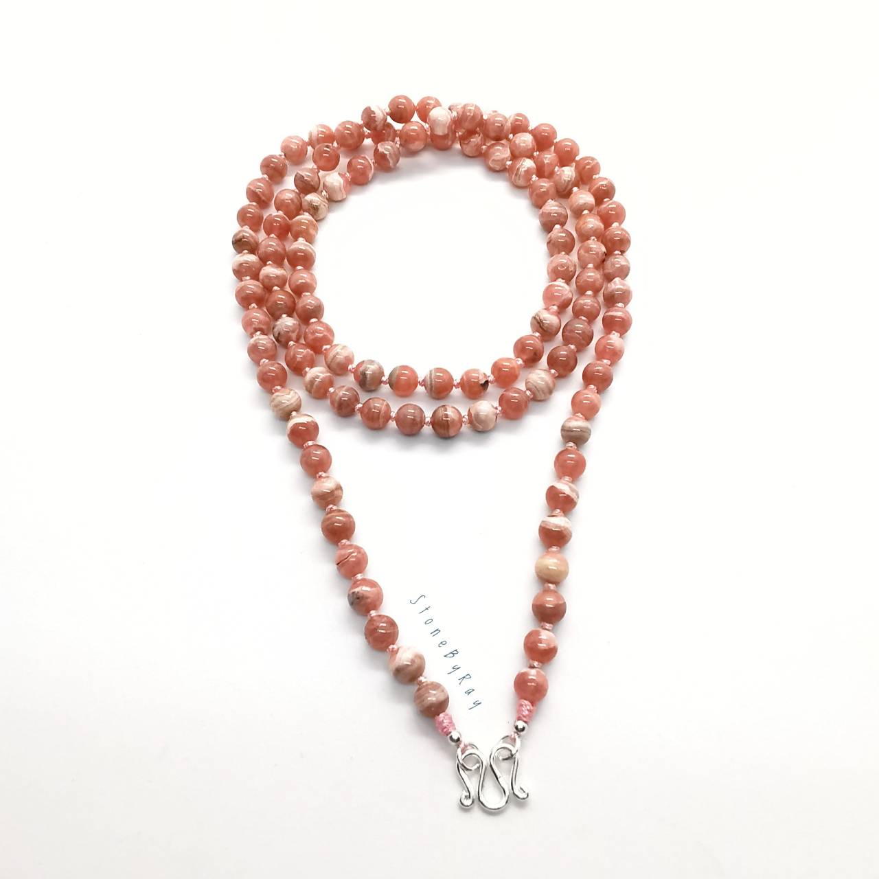 สร้อยคอปะคำ108หินโรโดโครไซต์ Rhodochrosite