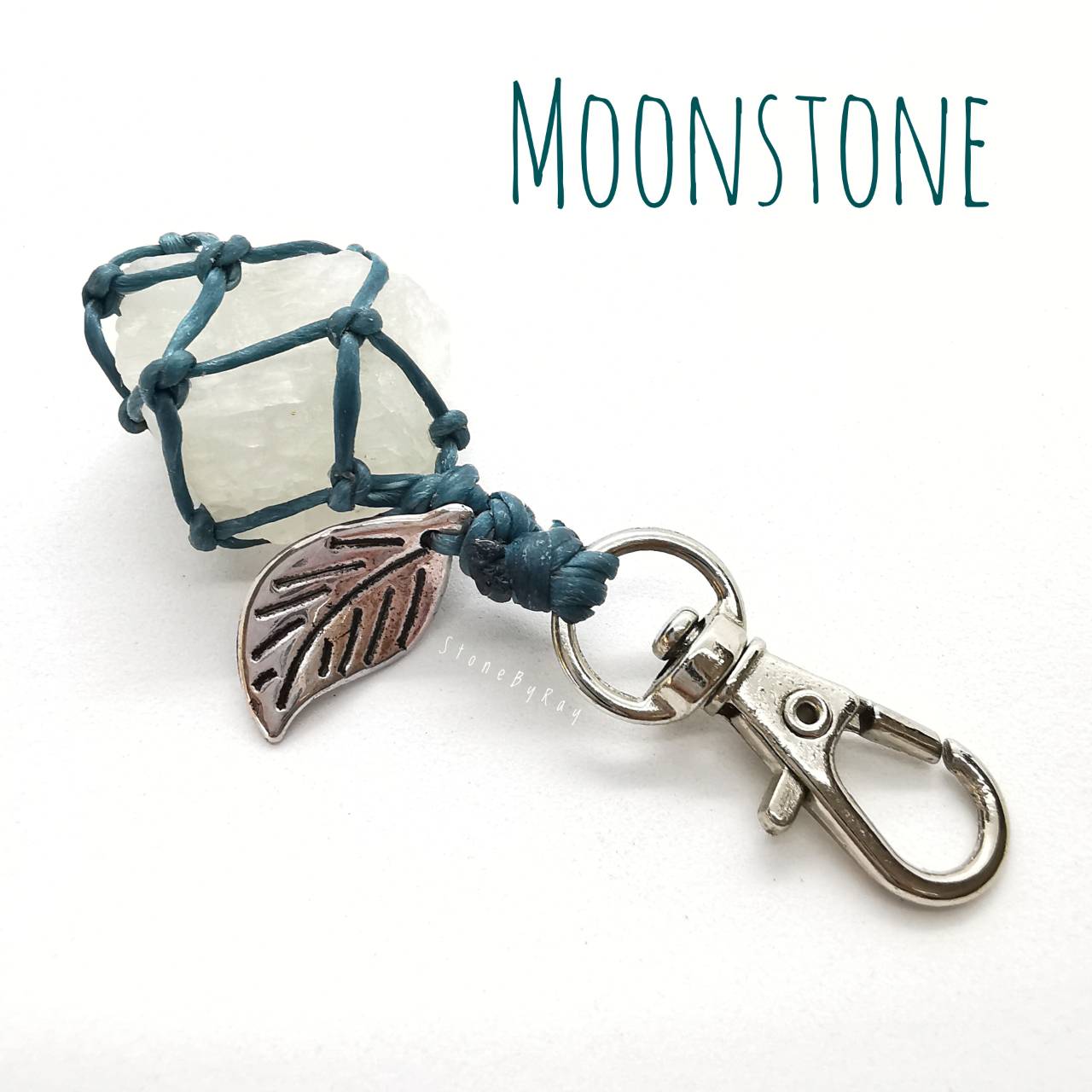 พวงกุญแจเชือกถักหินมูนสโตน Moonstone