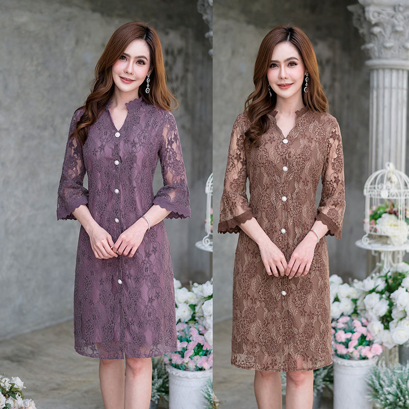 kudapy เดรสสั้นสีน้ำตาล/สีม่วงเผือก เชิ้ต งานสวยมากคะ ชุดนี้แนะนำเลยน๊าผ้าสวยเป็นผ้าลููกไม้กำมะหยี่ค่ะ ลายสวย ผ้านิ่มใส่สบาย