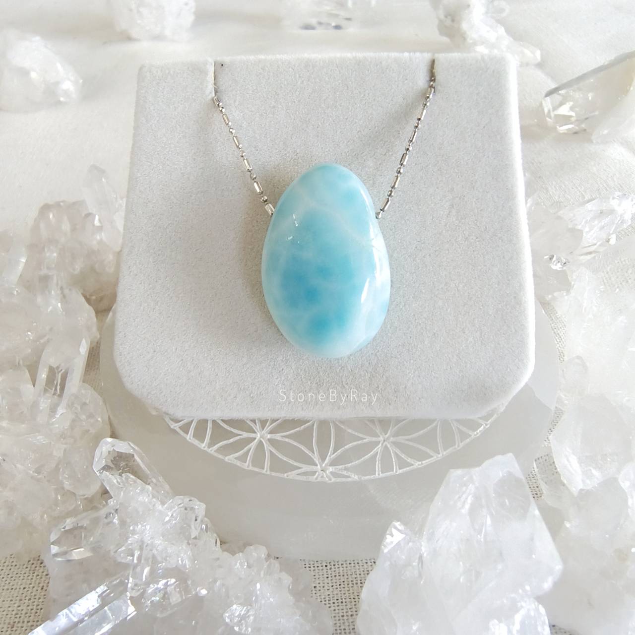 สร้อยคอเงินจี้หินลาริมาร์ Larimar
