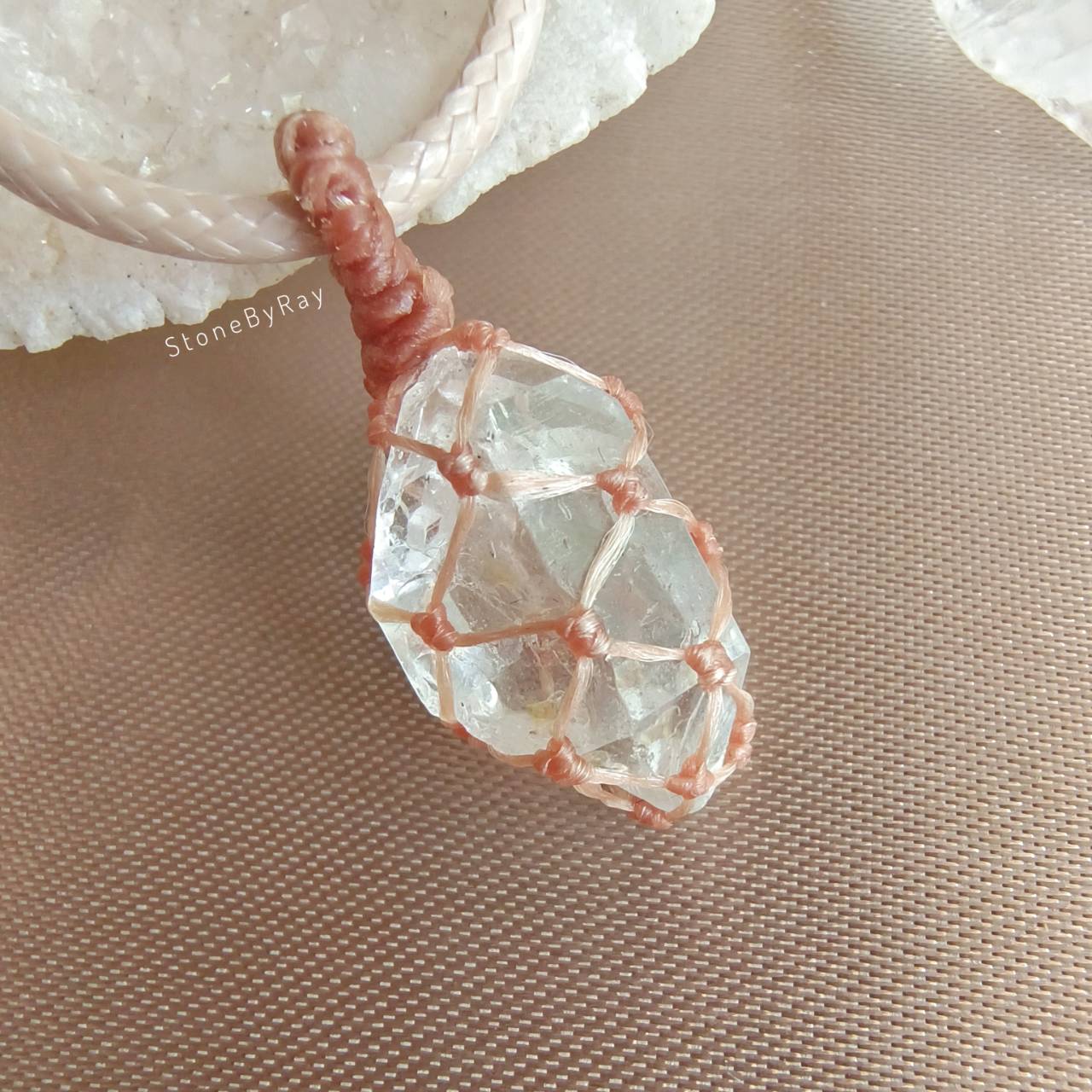 สร้อยคอเชือกจี้หินเฮอร์คิเมอร์ไดม่อน Herkimer Diamond