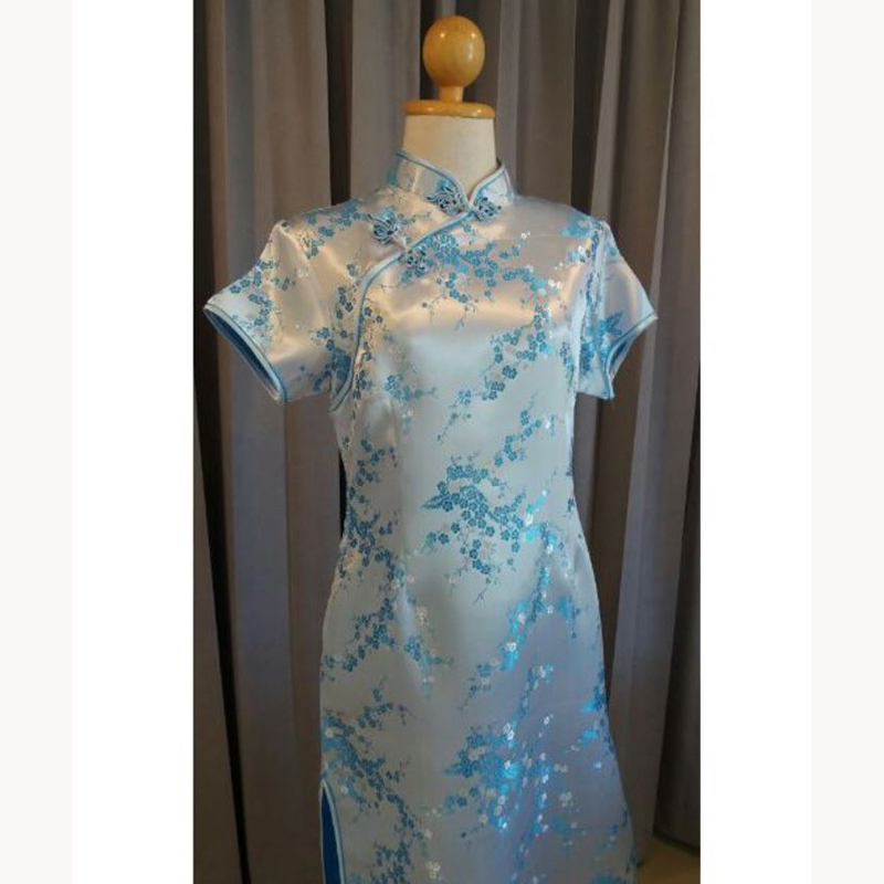 kudapy ชุดกี่เพ้าสีทอง/สีครีม/สีฟ้า/สีแดง/สีไวน์แดง ผ้าไหมจีน ใส่สบายสวยดูดี