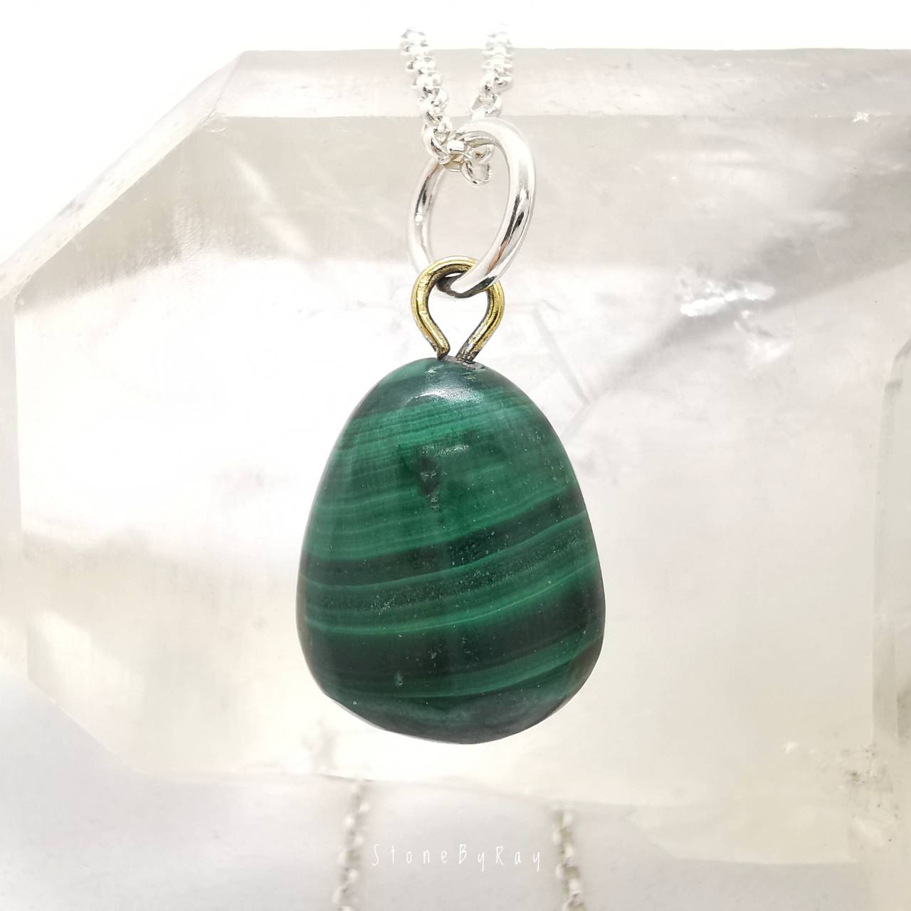 สร้อยคอเงินจี้หินมาลาไคต์ Malachite