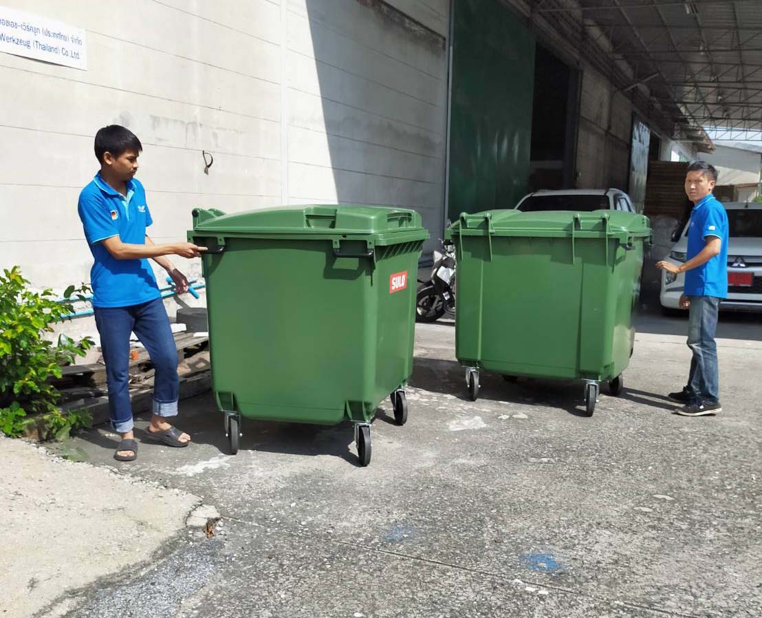 ถังขยะเทศบาล ขนาด 1100 ลิตร ฝาเรียบ(สีเขียว)