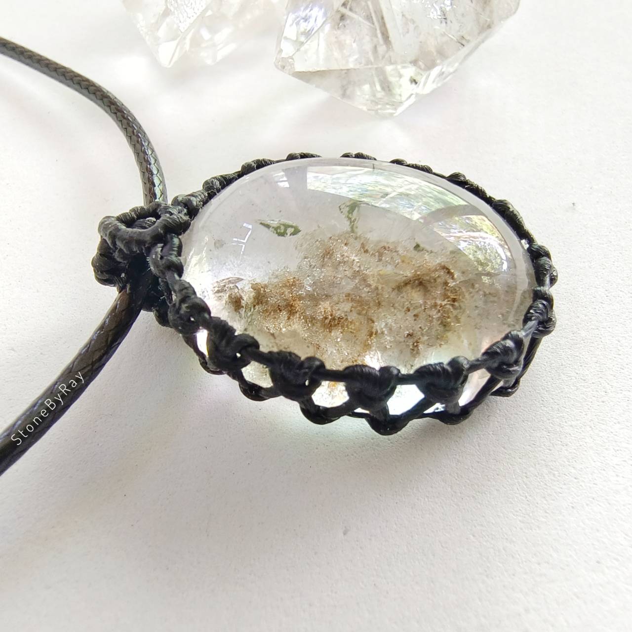 สร้อยคอเชือกจี้หินโป่งข่าม Lodolite Quartz