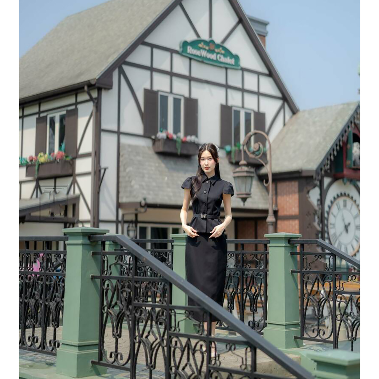 kudapy ชุดเซ็ทออกงาน+เข็มขัด แขนสั้นคอปก ใส่ออกงานสวยดูดี