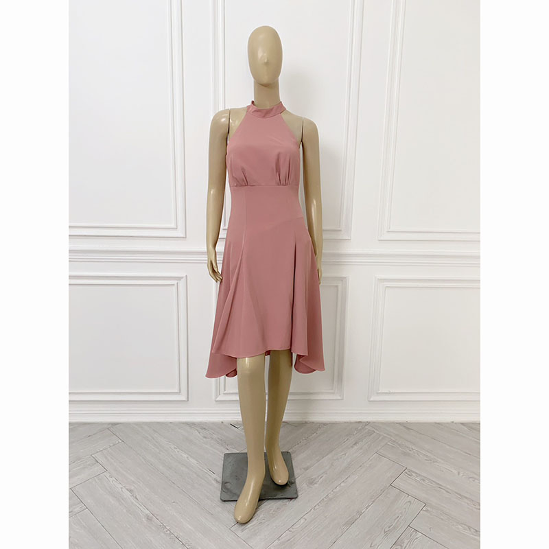 kudapy เดรสสั้นสีชมพู/สีขาว ออกงานคอเต่าแขนกุดกระโปรงบาน น่ารักๆ มินิมอล เรียบหรูดูดีมาก