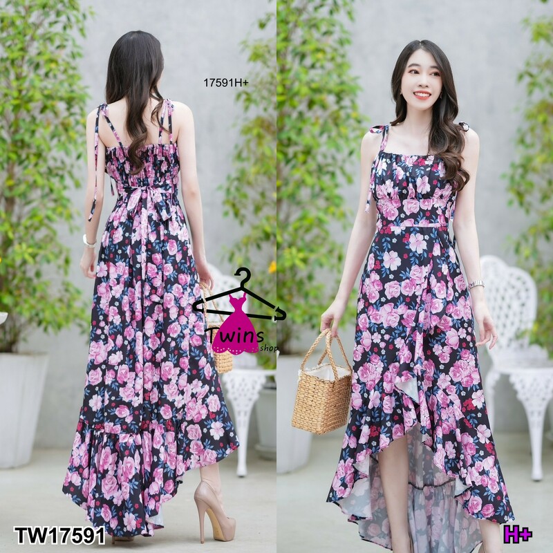 kudapy แม็กซี่เดรสสายเดี่ยวผูกไหล่ แต่งระบายบายแหวกหางปลา มีสายผูกโบว์หลัง ผ้าไหมอิตาลี่