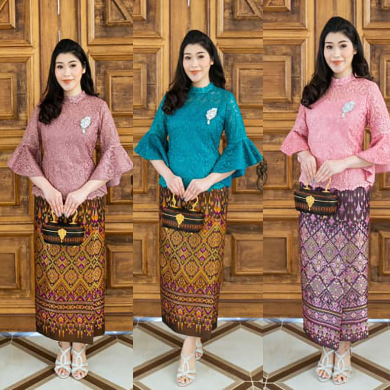 kudapy เสื้อลูกไม้สีกะปิ/ชมพู/เขียวน้ำทะเล ใยบวบแขนย้วยเล่นเลเยอร์ สวยหรู งานปักเลื่อมเกรดพรีเมี่ยม ลายชัดลูกไม้เนื้อหนา (เฉพาะเสื้อ)