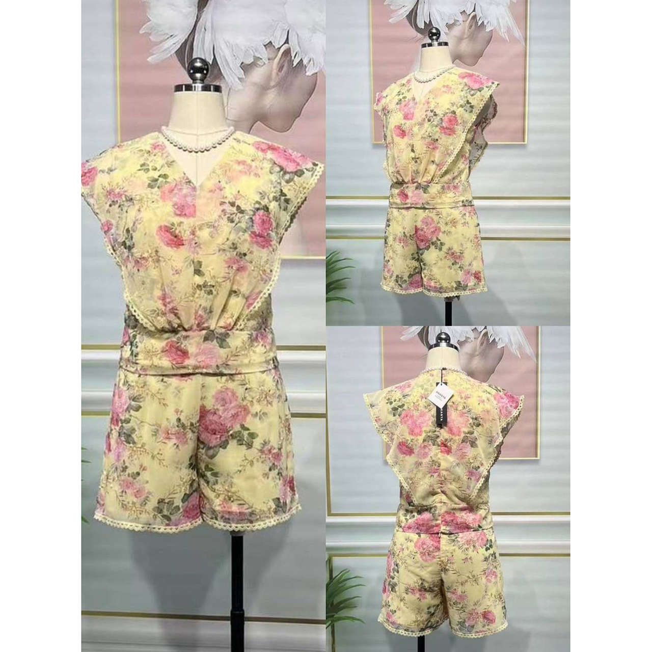 kudapy set เสื้อ+กางเกง งานปัก แต่งฉลุ ผ้าดีมาก ใส่สบาย เรียบหรูไฮโซ ใส่เที่ยว ใส่ชิว