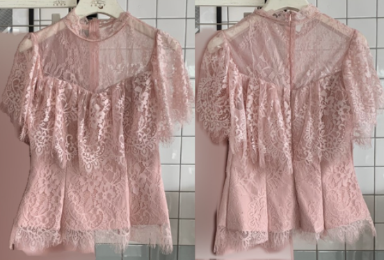 kudapy เสื้อลูกไม้สีขาว,สีชมพูแต่งระบายรอบอก ผ้าลูกไม้เนื้อนิ่ม สีสวยงานขายดีมากกค่ะรุ่นนี้