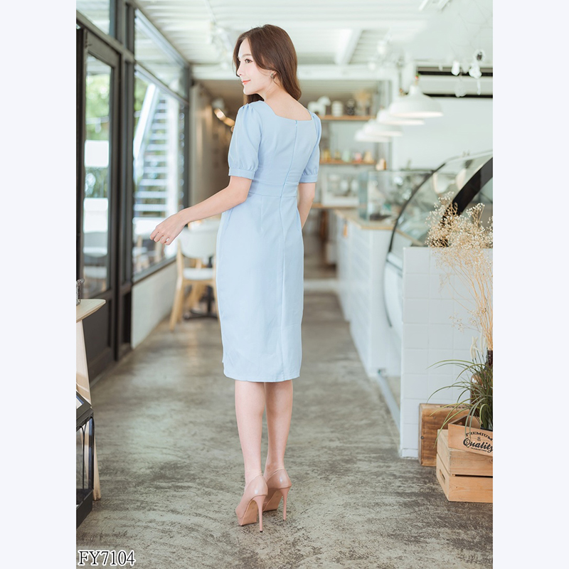 kudapyเดรสสั้นสีฟ้า/เขียว/กรมท่า ใส่ทำงานแต่งกระดุสวยดูดี