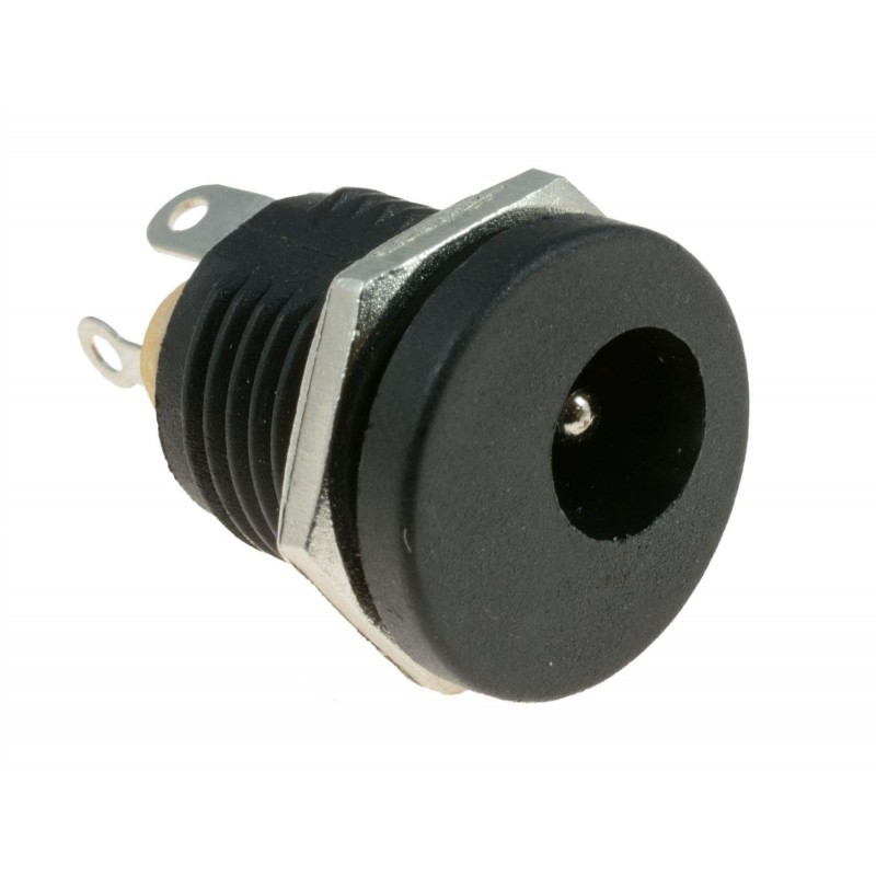 Jack DC 5.5x2.1 mm socket ตัวถังมีเกลียว