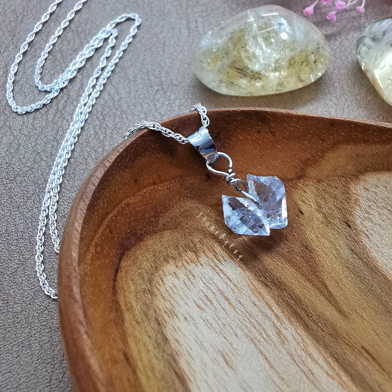 สร้อยคอเงินจี้หินเฮอร์คิเมอร์ไดม่อน Herkimer Diamond