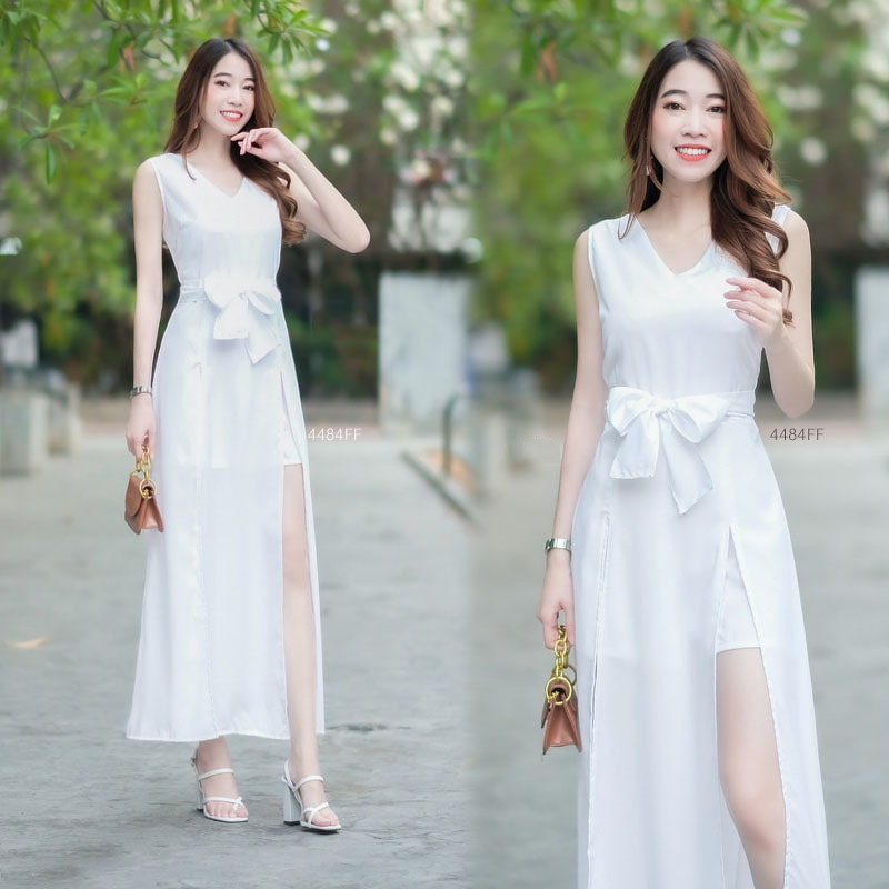 kudapy จั๊มสูทขาสั้นสีแดง ขาว ครีม กรม น้ำตาล ดำ คอวีแขนกุด ดีเทลแต่งผ่ายาวผ่าด้านหน้า ขาสั้นด้านใน มีซิปซ่อนด้านหลัง มีเชือกแยกสำหรับผูกเอว 1 เส้น