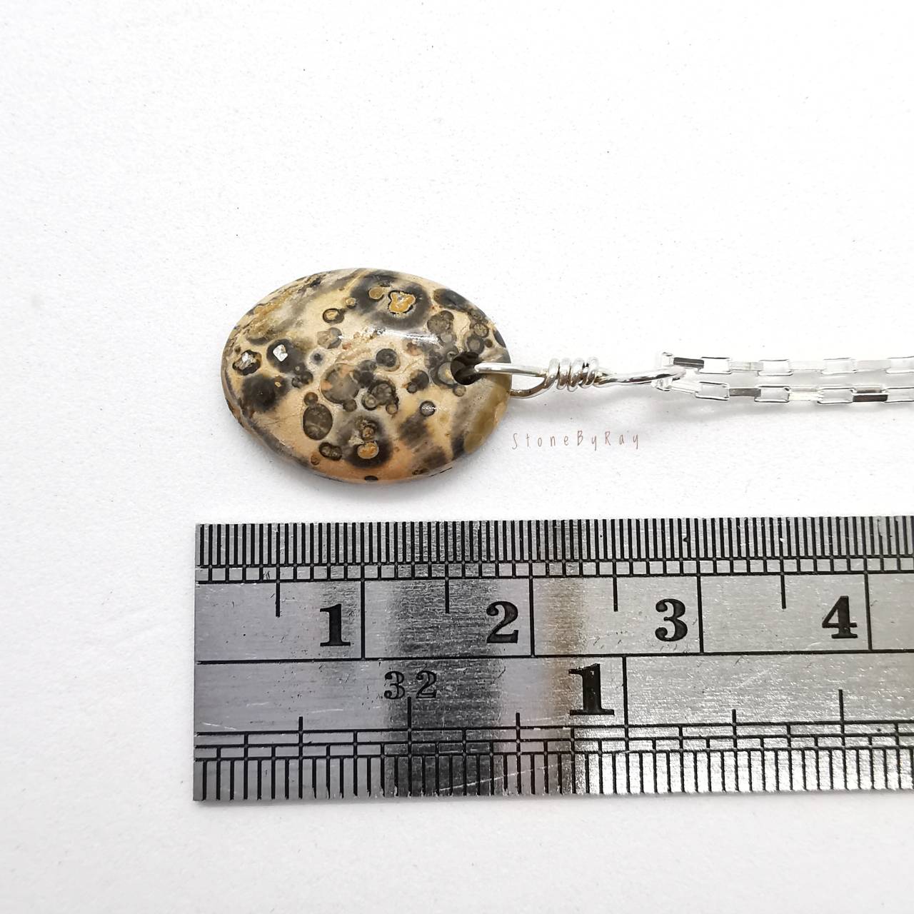สร้อยคอเงินจี้หินลีโอพาร์ดสกินแจสเปอร์ Leopard Skin Jasper