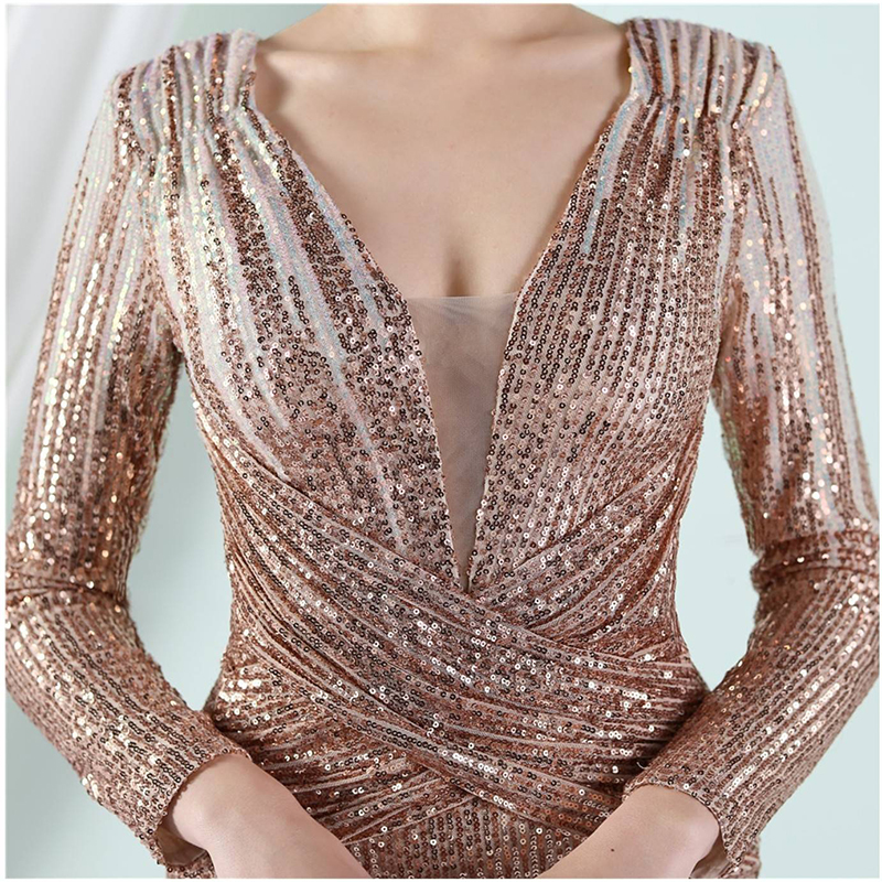 kudapy ชุดราตรียาวคอวีแขนยาวผ้ากริสเตอร์ทอแสง สีแดงเบอร์กันดี้,สีเขียว,สีชมพูโรสโกลด์ ผ้าขยายได้ สวมเข้ารูป ทรงสวย เรียบหรู มีบราเย็บติดข้างในชุด ซิปหลัง สำเนา สำเนา