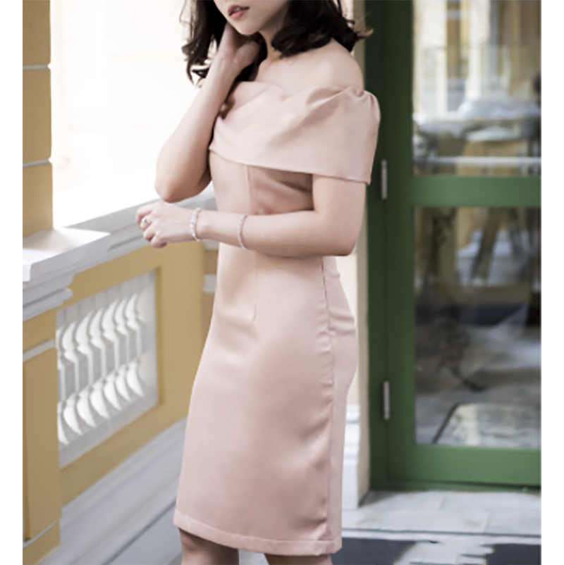 kudapy ชุดราตรีสั้น เดรสเกาะไหล่ ใส่ออกงาน ผ้าซาร่าผ้าเงาเนื้อนุ่ม สีแดง ชมพู น้ำตาล ครีม เทา กรมท่า ฟ้า แชมเปญ