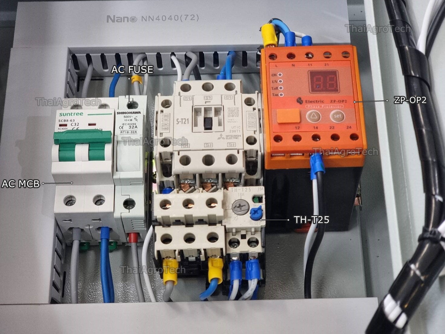 ตู้ควบคุม มอเตอร์ ปั๊มน้ำ 1เฟส 2สาย แรงดัน220V ขนาด1-5แรง (HP) ระบบตัวป้องกันเฟสแบบดิจิตอล ป้องกันไฟตกไฟเกิน ไฟฟ้ากระแสสลับ แมกเนติก S-T21 มิตซูบิชิ MITSUBISHI Overload TH-T25 ตั้งเวลา ควบคุมการ เปิด/ปิด อัตโนมัติ ผ่า่น แอปพลิเคชัน บนสมาร์ทโฟน