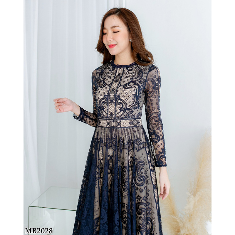 kudapy เดรสยาวสีชมพู/สีขาว/สีกรม/สีแดง แขนยาวผ้าลูกไม้สวยดูดีใส่สบายน่ารักมากๆ