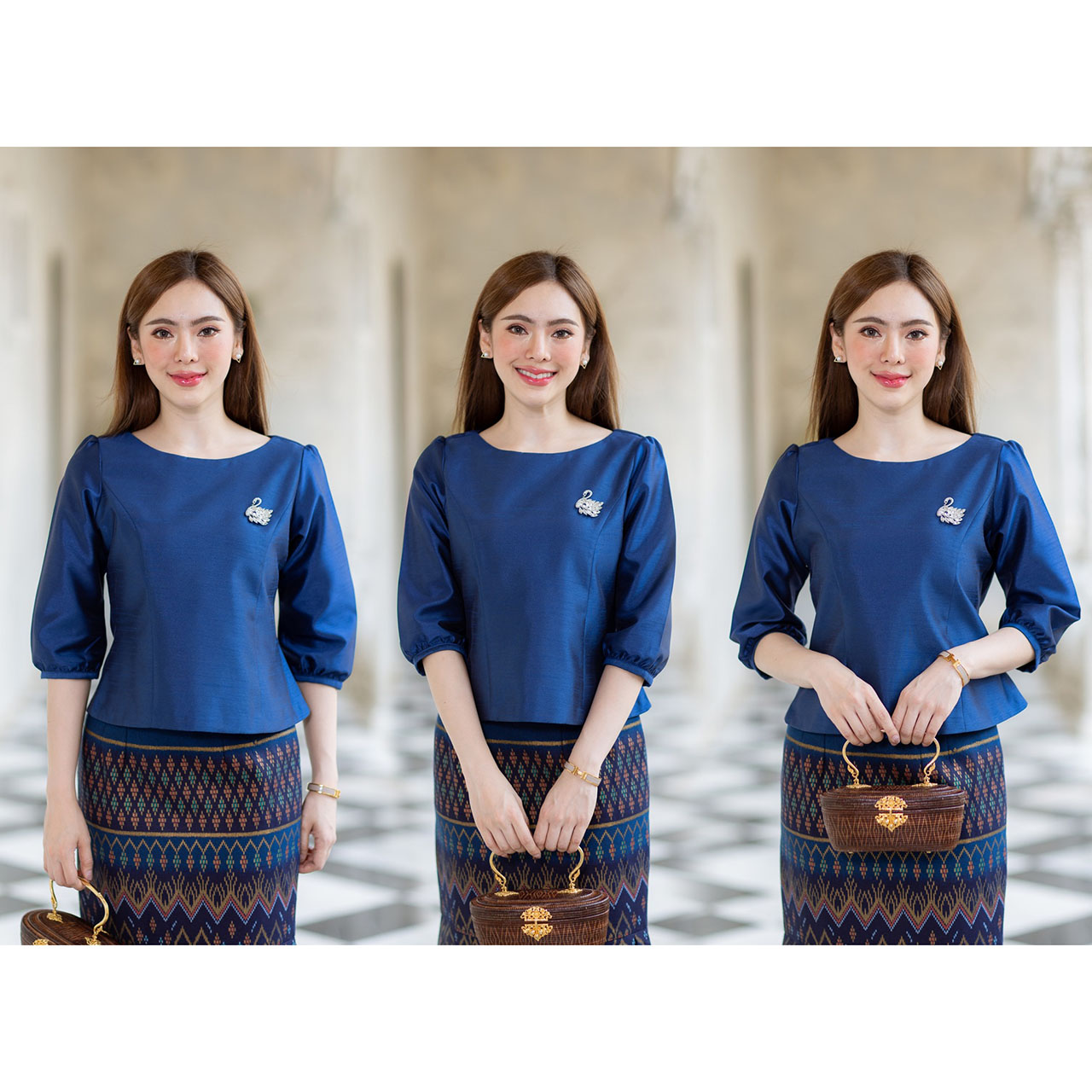 kudapy เสื้อผ้าไหม4เส้น ทุกสีใส่แล้วขับผิว ดูดีมีออร่า เนื้อผ้าทอ เนื้อเบาสบาย ใส่สบายผิว มีลายเส้นในตัว ใส่คู่กับ ผ้าไทยลายแพรวา (เฉพาะเสื้อ)