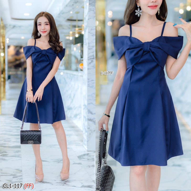 kudapy เดรสสั้นสีกรม ครีม แดง โอรส สายเดี่ยว เปิดไหล่ ช่วงอกตัดเย็บทรงโบว์ เนื้อผ้าซาร่า